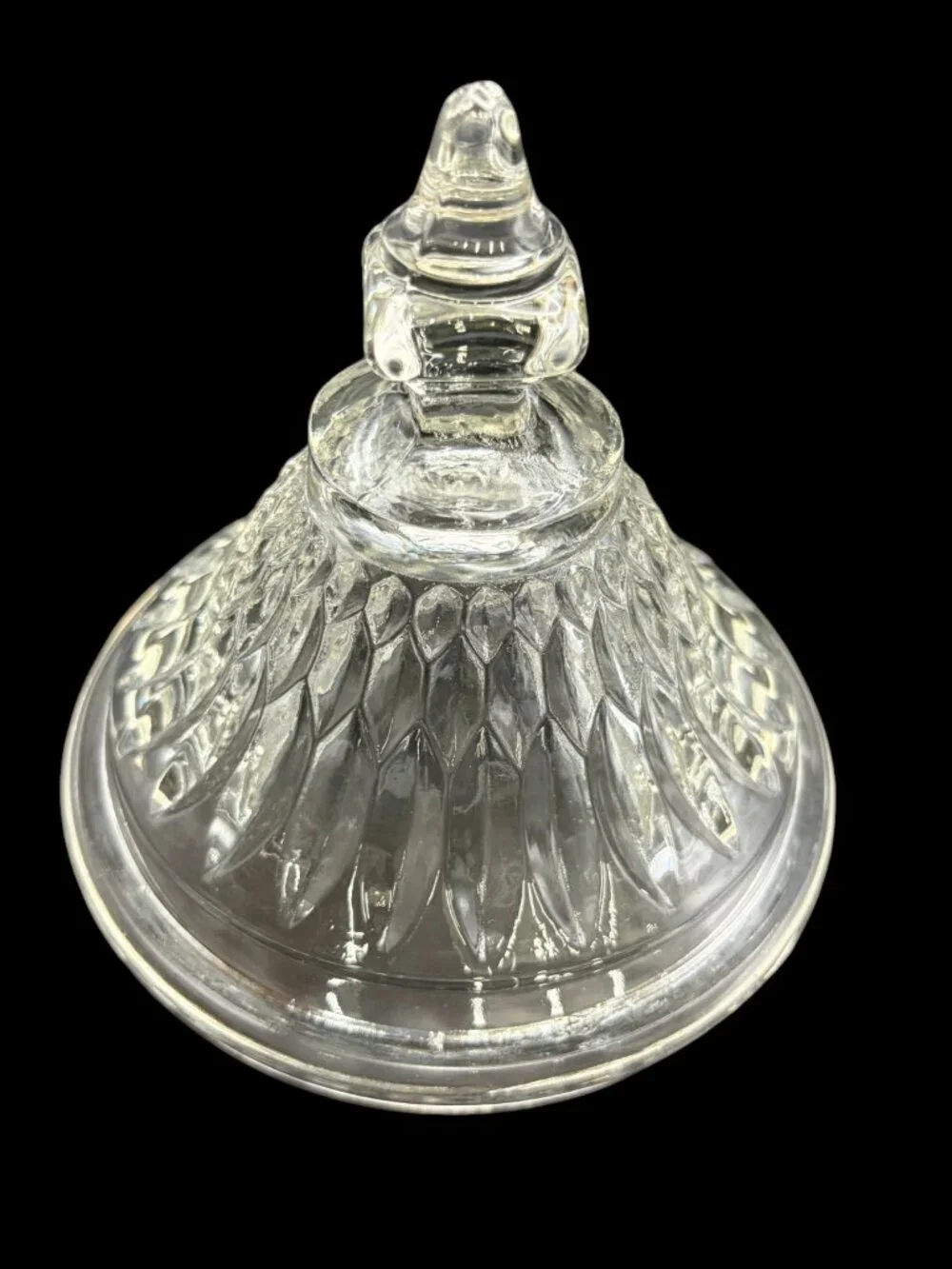 Vintage Indiana Glass Mount Vernon Diamond Point Pedestal Candy Dish w Lid 9.75